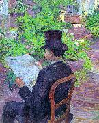  Henri  Toulouse-Lautrec Desire Dihau Reading a Newspaper in the Garden oil painting